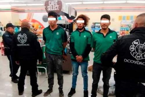 Tres detenidos en Ocoyoacac, luego de asaltar un Seven Eleven